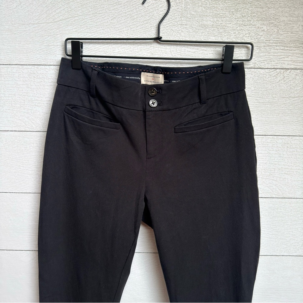 Anthropologie | Slim Black Tailored Ankle Pants – Minimalist Workwear | Size 4 - Picture 4 of 9